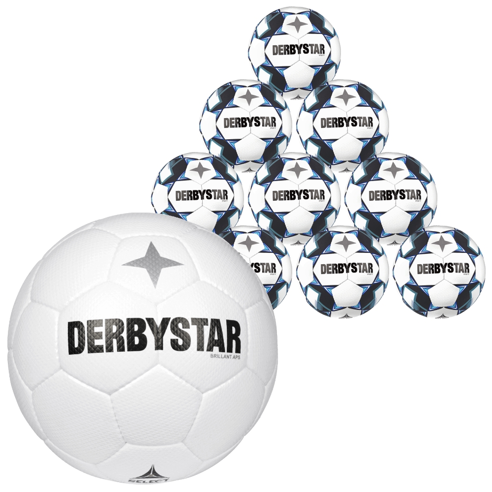 Apus + v23 Derbystar Fußball 5 TT Spielball Ballpaket 10er Größe